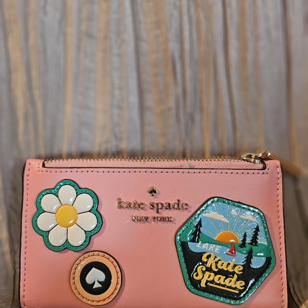 Kate Spade Pink Wallet with Floral and Scenic Patches